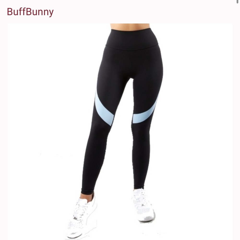 BUFF BUNNY Rebel Leggings Womens Size Large Gold Leopard Print High Compression